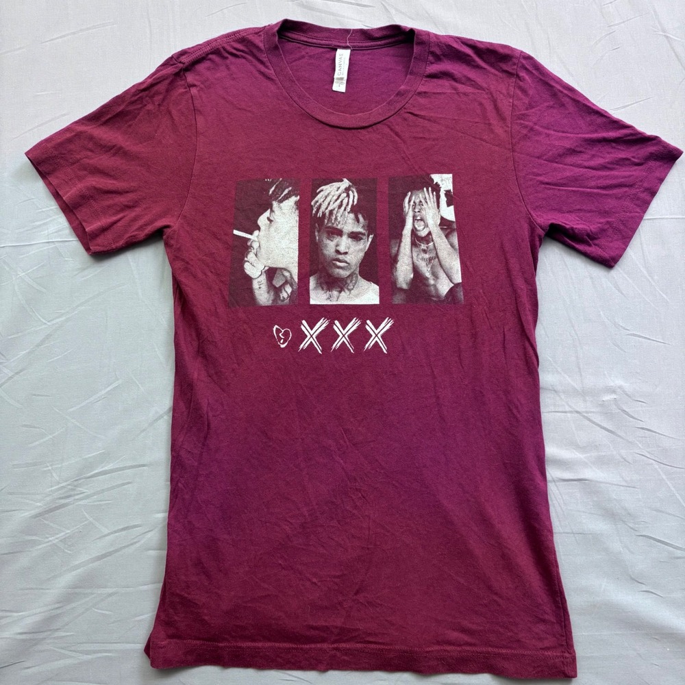 XXXTentacion Graphic T-Shirt‎ Maroon Burgundy Bella Canvas Small XXX Rap Tee